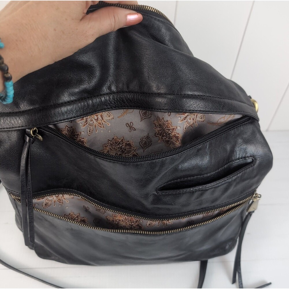 Hobo Liberty Black Leather Convertible Crossbody Shoulder Bag Purse - Picture 11 of 14